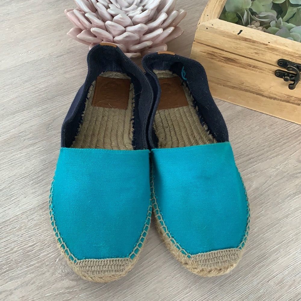 Tory Burch canvas blue espadrilles size 7 US, used